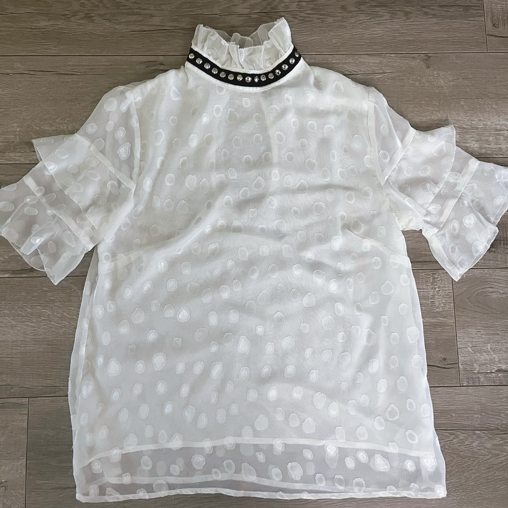 Religion We Live in Black Studded Neckline blouse